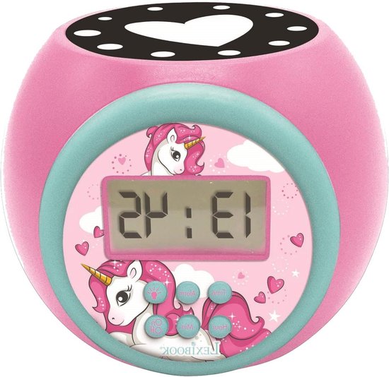 Projectie Wekker - Nachtlampje Kinderen - Wakker Worden - Unicorn Thema - Batterij Aangedreven - Roze