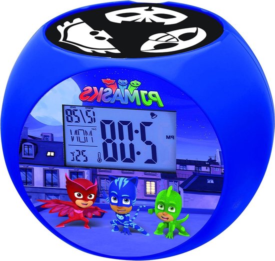 Projectieklok PJ Masks - Kinderwekker Projector - Wakker Worden - PJ Masks Projectie - 13 cm - Blauw/Zwart
