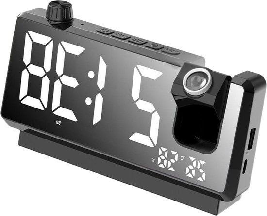 Projectiewekker - Digitale spiegelklok - Wakker worden - Automatische helderheid - 186 cm - Meerkleurig