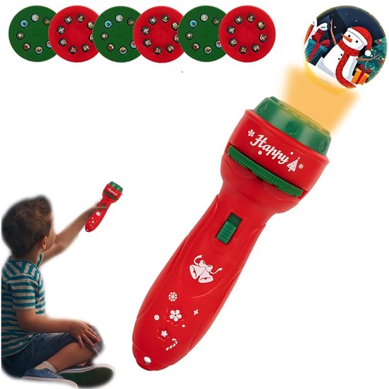 Projector Zaklamp - Met 48 Lichtpatronen - Kerst Projectielamp - Kinderzaklamp - Draagbare vakantieprojector - Zaklampprojector - Voor kamperen, auto, plafond en wanddecoratie - Feestelijke Projectie voor Ramen en Erf - Op Batterij - Voor Kinderen