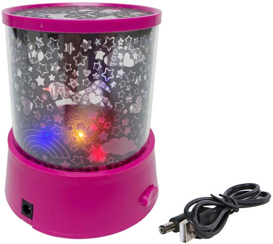 Projectorlamp unicorn eenhoorn nachtlampje 12cm USB kleurrijk. van Merkloos