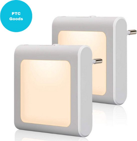 PTC Goods - 2 x LED-nachtlampje plug-in/stopcontact -nachtlampje met dag/nacht sensor - plugin ledlamp – Nachtlampje - warm licht – Voor in de baby/kinder kamer van PTC Goods
