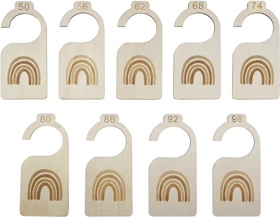 Purepeak Maathangers Baby Set 9 Stuks - Kledinghangers Geschikt voor Maat 50 tm 98 - Kastverdeler Kind - Maatverdelers voor Babykleding