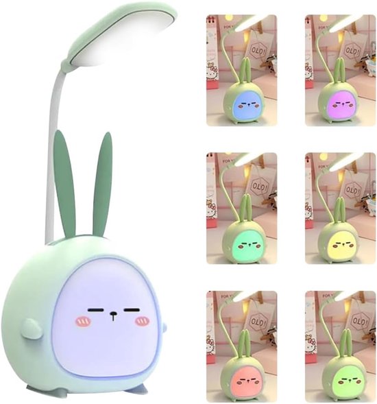 QORA® Bureaulamp Kinderkamer - Bureaulamp Roze - Tafellamp Kinderkamer - Groen - 8cm x 9cm x 13cm