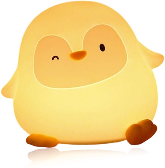 QTTVBTNA - Pinguïn Nachtlamp - Dierlijk Lampje - Oplaadbare Siliconen Sfeerverlichting met Timer - Cadeau voor Baby & Kinderen (Sinterklaas, Kerst, Verjaardag) - Knuffelbare Kinderkamer Decor - Warm licht van Merkloos
