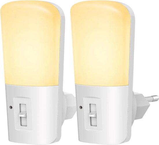 Qumax LED Nachtlampje Stopcontact 2 stuks - Dimbare Nachtlampjes met Sensor - Nachtlampje Babykamer - Nacht Lamp - Dag en Nacht Sensor - Kinderen & Baby - Wit van Qumax