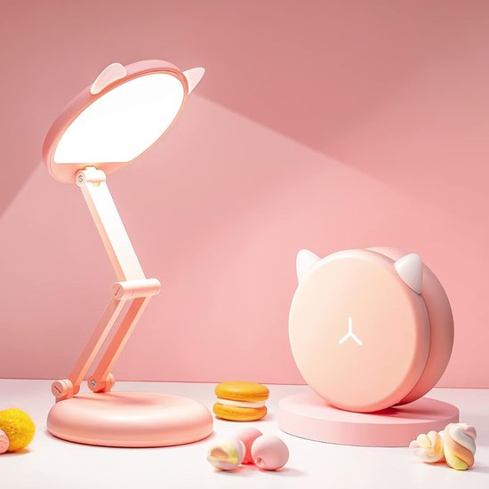 QUOVO® Bureaulamp Kinderkamer - Bureaulamp Roze - Tafellamp Kinderkamer - Roze - 16cm x 7cm x 16cm