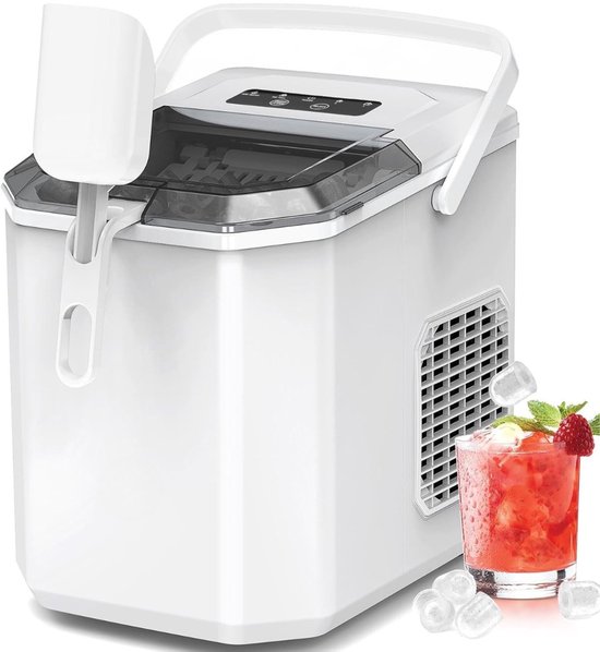 Quvo® Ijsblokjesmachine - Zelfreinigende Ijsblokjesmaker - Ijsblokmaker - Wit - 30cm x 23cm x 29cm van Quvo