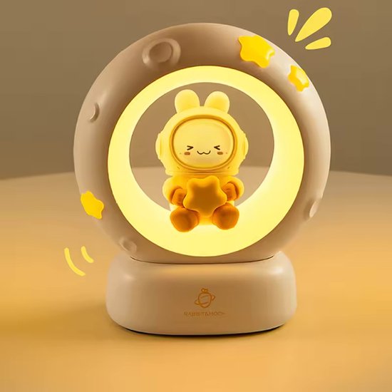 Rabbit & Moon - Konijn | Nachtlamp | Night light |Soft |zacht - touch bediening | 16 kleuren | Oplaadbaar | Zacht Siliconen LED Lamp | Nachtlampje Kinderen | Babykamer | Babyshower | Kraamcadeau | Bedlamp | Kinderlamp van Rab