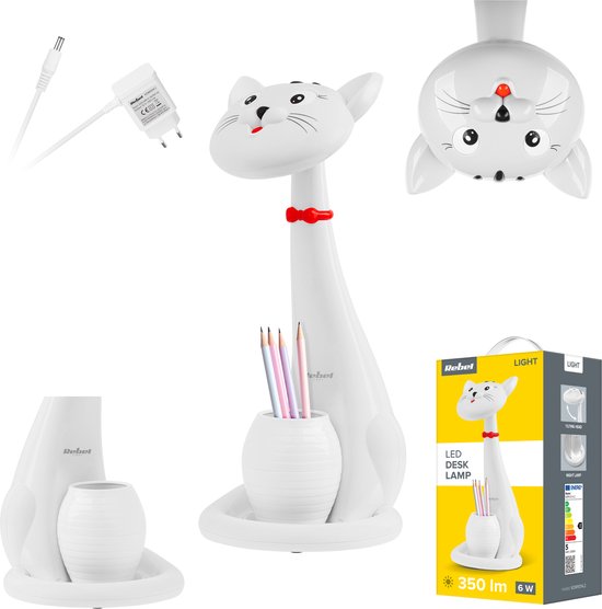 Rebel - Bureaulamp Kinderen - LED - Kat - 3 Kleur Modi