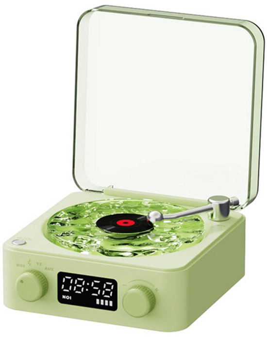 Record Player & BT Speaker, Old Fashioned Classic with Night Light, Stereo Sound, Small Cordless Speaker for Girls Students Gift (Green)