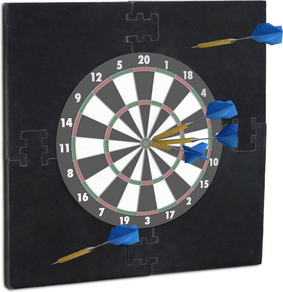 Relaxdays dartbord surround ring R6 - 4-delig - 45 cm - beschermring darts - muurbescherming - Ø 71x71x3 cm - zwart van Relaxdays
