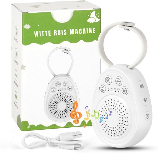 REN® Witte Ruis Machine - White Noise Machine - White Noise - 3 in 1 - Regendruppels - Wit - 12cm x 8cm x 4cm van Merkloos
