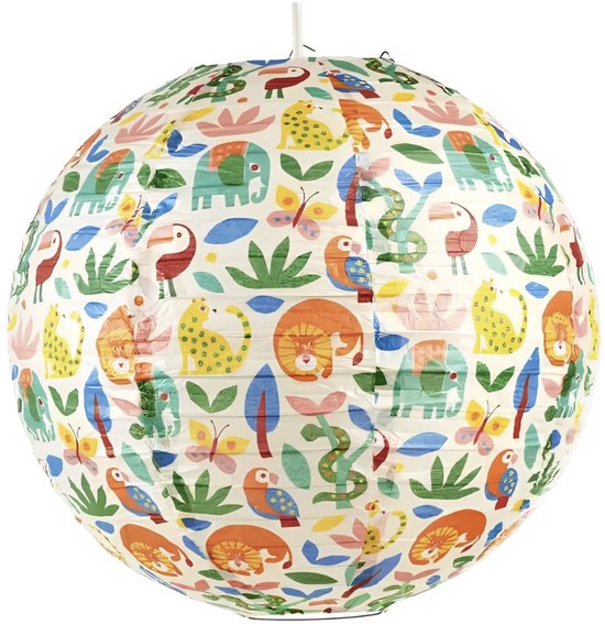 Rex London lampion Wild Wonders - lampenkap kinderkamer jungle dieren - papier - 40 cm