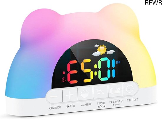 RFWR® Digitale Kinderen Wekker met RGB Nachtverlichting en Slaaptraining Functies van RFWR