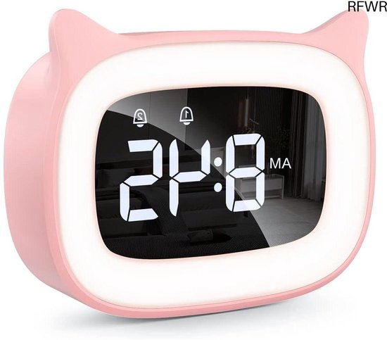 RFWR® Digitale Kinderwekker met LED-nachtlampje en Snooze functie