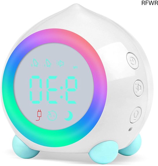 RFWR® Digitale kinderwekker met zonsopgangssimulator voor kinderen - Stille wekker met kleurrijke verlichting van RFWR