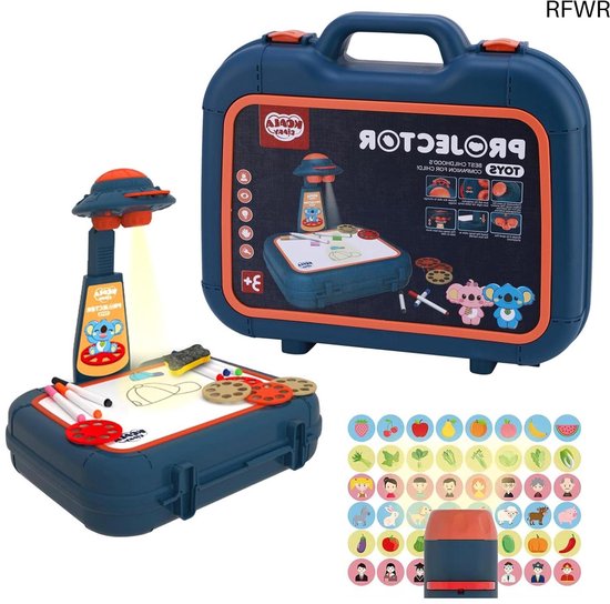 RFWR® Educatieve tekenprojector voor kinderen - Magische tekenbureau met krijtbord en 48 motieven van RFWR