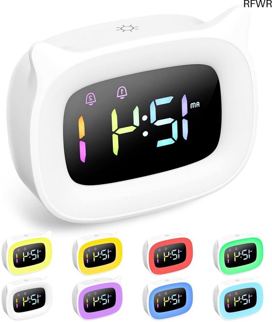 RFWR® Kinderwekker met LED-verlichting en meerdere alarmfuncties van RFWR