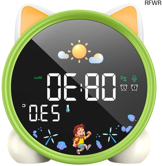 RFWR® Kinderwekker met Meerdere Helderheidsniveaus en Lichtkleuren voor Slaaptraining van RFWR