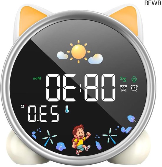 RFWR® Kinderwekker met nachtlampje en aftelfunctie voor jongens en meisjes van RFWR