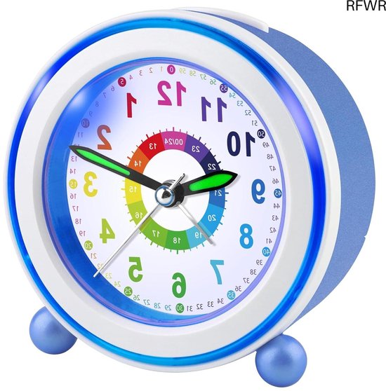RFWR® Kinderwekker met Nachtlampje en Sluimerfunctie - Analoge Wekker zonder Tikkend Geluid voor Kinderen van RFWR
