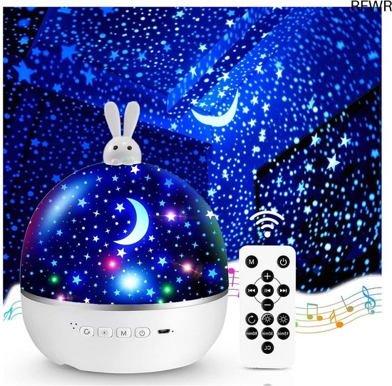 RFWR® Nachtlampje sterrenhemel projector voor kinderen met 15 films en muziekdoos van RFWR