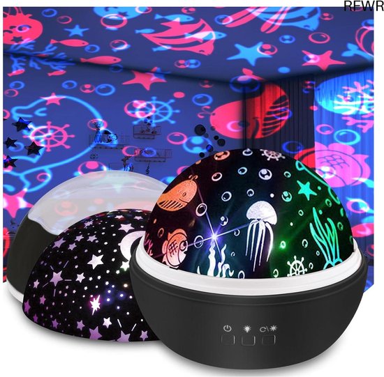 RFWR® Roterende baby projector met ster en oceaangolf thema voor rustige nachten van RFWR