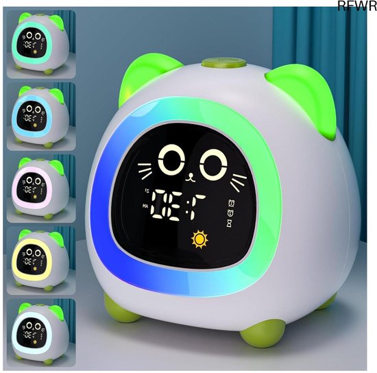 RFWR® Schattige Kids Wekker met Slaaptraining en Nachtlampje van RFWR
