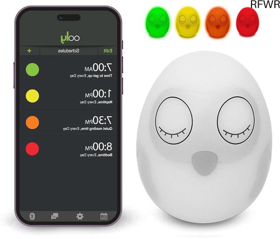 RFWR® Slaaptrainer en Nachtlampje voor Peuters | Veilig Snoervrij en Knoopvrij | Helpt Kinderen Begrijpen Wanneer Ze Moeten Wakker Worden van RFWR