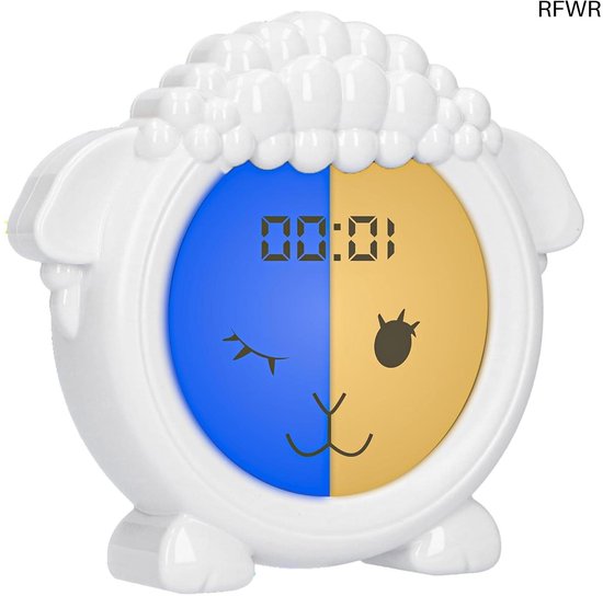 RFWR® Slaaptrainer Schaapje voor Kinderen - Pedagogische Wekker met Nachtlampje en Educatieve Klok van RFWR