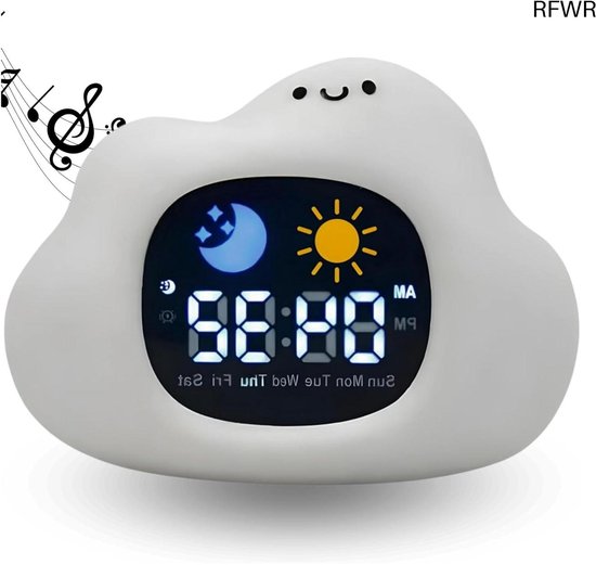 RFWR® Slaaptrainer voor Kinderen Wekker met Nachtlampje en White Noise van RFWR