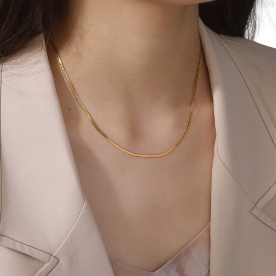 Roestvrijstalen Lange Ketting 50 cm x 2mm - Heren & Dames Halsketting, Trendy Mode-Sieraden Cadeau 2026 - Goud van Zoukko.