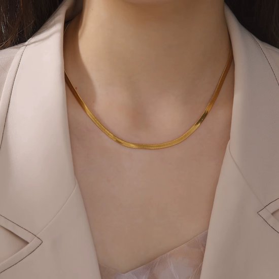Roestvrijstalen Lange Ketting 50 cm x 4mm - Heren & Dames Halsketting, Trendy Mode-Sieraden Cadeau 2026 - Goud van Flinn.