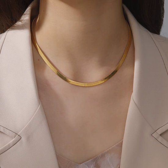 Roestvrijstalen Lange Ketting 50 cm x 5mm – Heren & Dames Halsketting, Trendy Mode-Sieraden Cadeau 2026 - Goud van Merkloos