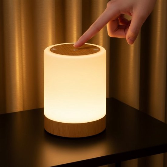 Ronte - Touch Dimbaar Bedlampje met 256 RGB Kleuren – Draadloze Oplaadbare Tafellamp & Nachtlampje