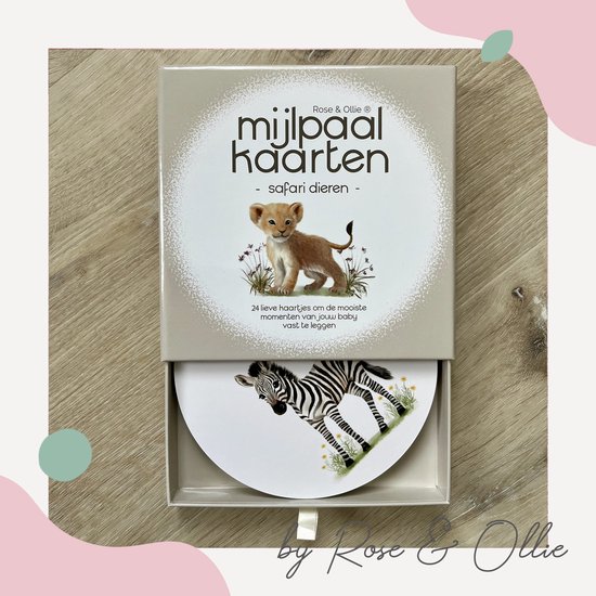 Rose & Ollie Mijlpaalkaarten baby - Safari- babyshower - kraamcadeau van Rose & Ollie