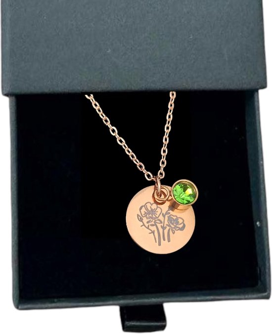 Rosey’s® - Geboortesteenketting augustus - Geboortesteenketting - geboortesteen augustus - rose gold - Geboortesteen - Birth stone - sieraad vrouw - cadeau vrouw - Babyshower - Kraamcadeau - Moederdag cadeau - Geboortesteen ketting Augustus van Rosey´s