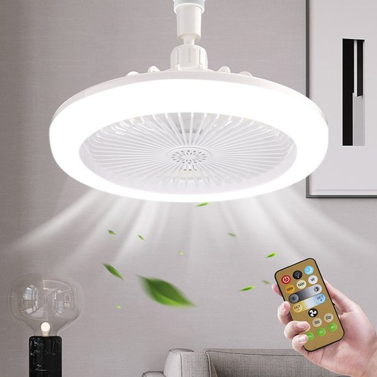 Rosnek Plafondlamp met Ventilator - 1/2/4 uur TimerDimbare Plafondventilatorlamp van 25cm met Afstandsbediening - 30W Plafondventilator met Dimbare LED Lamp - Beschikbaar in Voor Slaapkamer, Keuken, Woonkamer, garage (Wit)