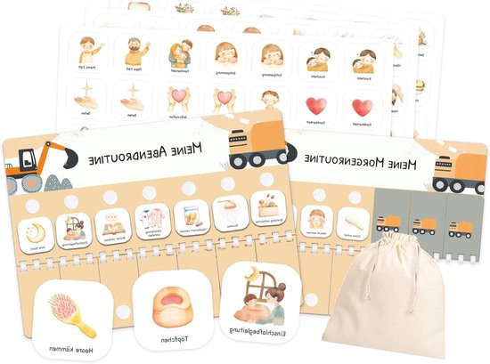Routine Planner Kinderen - Dagplan Montessori - Structuur Aanbrengen - Inclusief 105 Symbolen - A4 Formaat - Graafmachine