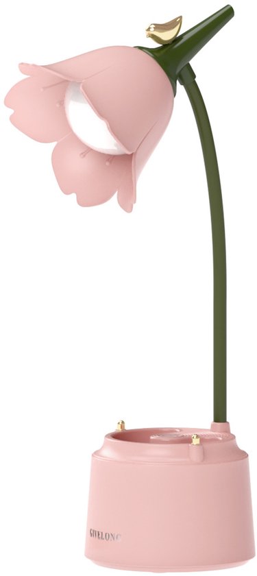 Roze LED Bureaulamp - Dimbaar - Met Gegroenteerd Pennenpot - 3 Verschillende Lichtkleuren - Touchsensor Bediening - Flexibele Buigbare Arm - Oogbezorgend - Voor Meisjes En Jongens
