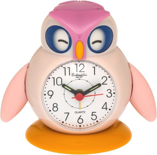 Roze Uil Kinderwekker met Alarm, Snooze en Licht
