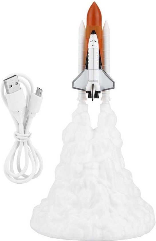 Ruimteverlichting Nachtlampje - 3D Print Lamp - Decoratie Thuis - Raket Vorm - 28 cm - Rood