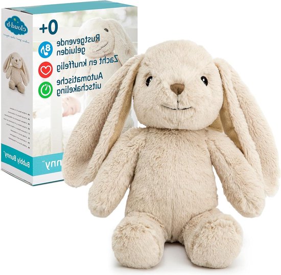 Rustgevend geluidsapparaat - 4 soorten witte ruis en 4 slaapliedjes - Automatisch uitschakelen - Bubbly Bunny van Alecto