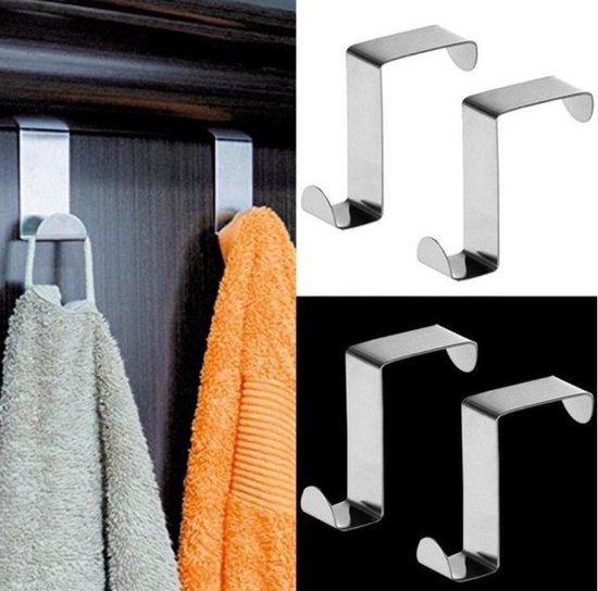RVS Deurhaak set - deur ophanghaak / deurkapstok / deurhanger kapstok - handdoek & kleding ophanghaken - Deur Haken - Set Van 6 Stuks