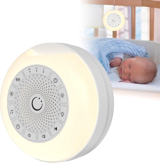 RWB® Witte Ruis Machine - White Noice Machine - White Noice - Compact - Nachtlampje- Wit- 21 cm x 17 cm x 5 cm