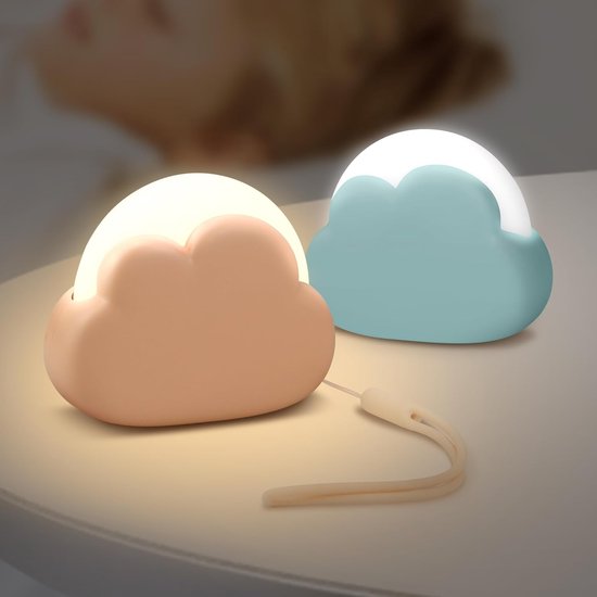 Sander Shop Nachtlampje voor kinderen, oplaadbaar, 2 stuks, wolken, borstvoedingslicht voor baby's, eerste uitrusting voor pasgeborenen, kinderkamer, led-nachtlampje, dimbaar, cadeau voor 1 jaar-Blauw-roze van Merkloos