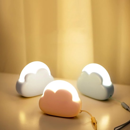 Sander Shop Wolken nachtlampje, 2 stuks roze bedlamp voor kinderslaapkamer, batterij baby kinderdagverblijflicht, draagbare camping tenten verlichting, 4 intensiteit verstelbaar, warm en wit licht, cadeau vrouwen van Sander Shop