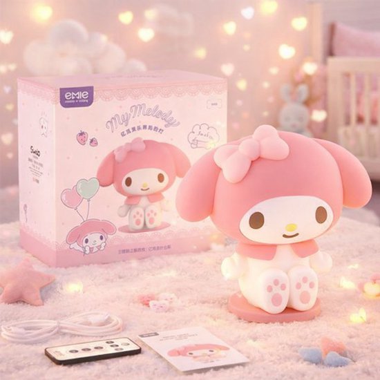 Sanrio - My Melody nachtlamp - authentiek - touch functie - draadloos - Kuromi - Hello Kitty - My Melody - PomPomPurin - Pochacco - cadeau - Kawaii