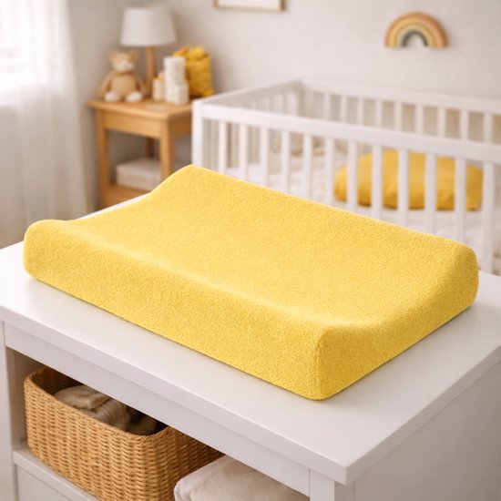 Saphira ESSENTIALS Baby Aankleedkussenhoes Badstof – Geel– 50x70 cm – Zacht & Absorberend – 2 Stuks